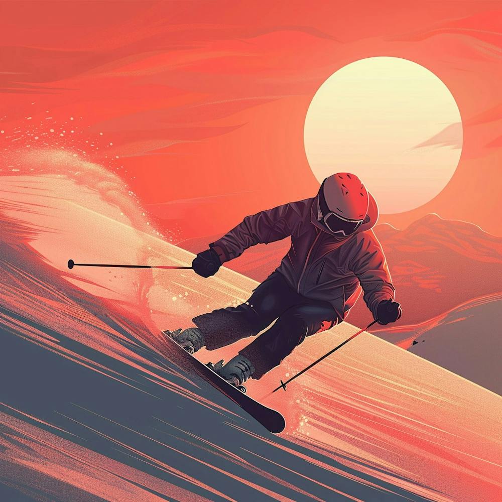 Skier At Sunset