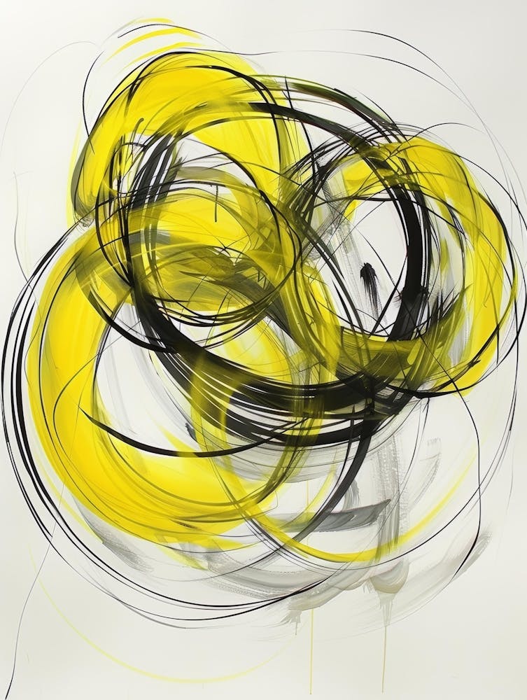 Peinture Abstraite Jaune et Noire 3