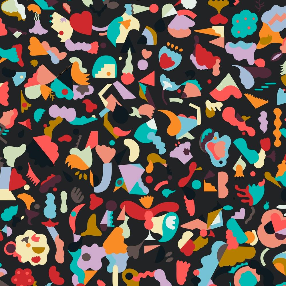 Dreamy Animal Shapes Black Square