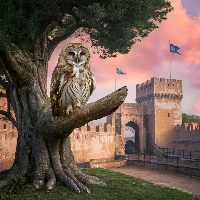 Owl sitting on tree
