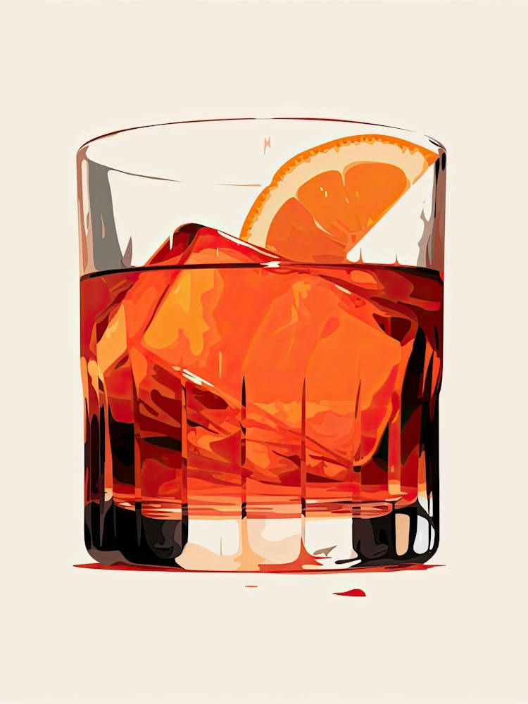 Illustration Negroni Floral Infusion Cocktail 2