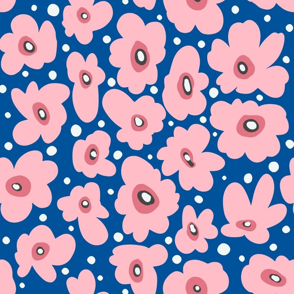 Scandi Nature Flowers Cobalt Square