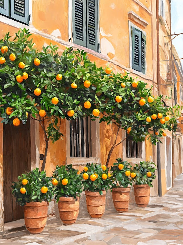 Italian Oranges In Pots
