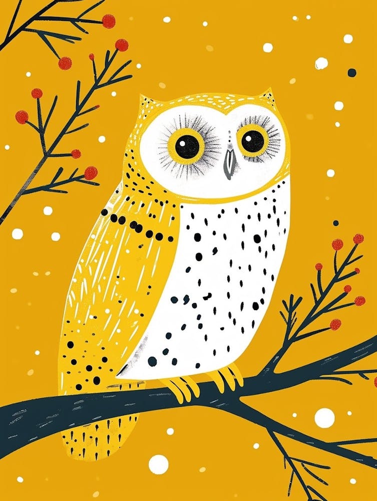 Yellow Snowy Owl