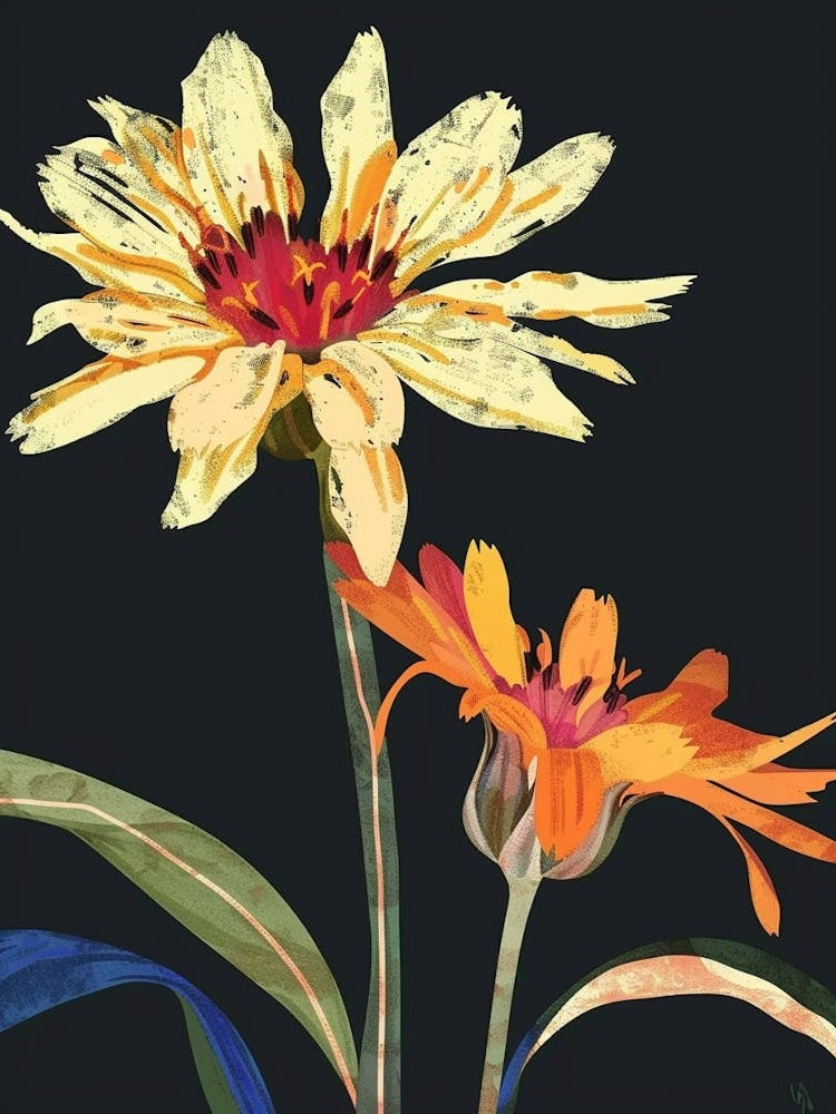 Neon Flowers On Black Calendula 2