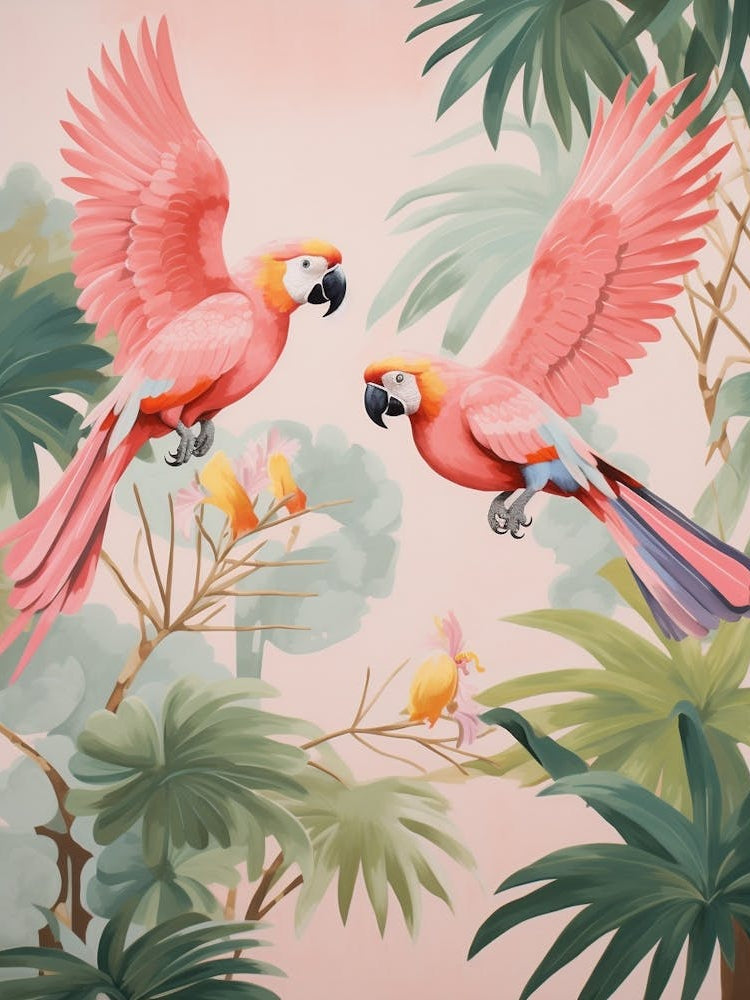 Vintage Japanese Inspired Bird Print Parrot 2