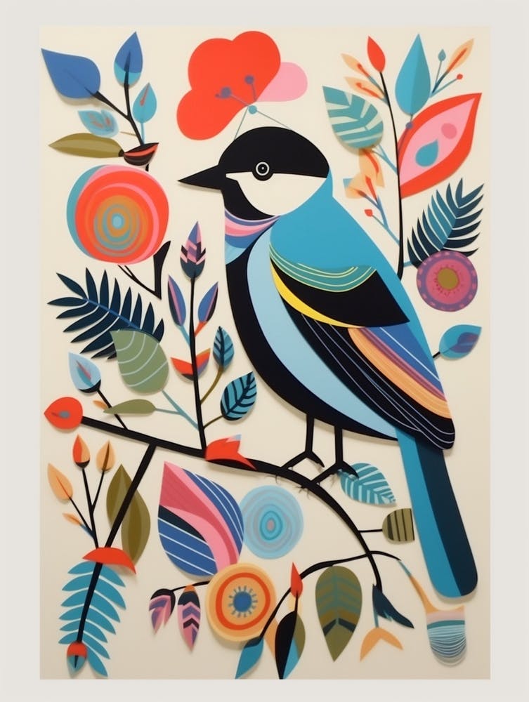 Colourful Scandi Bird Carolina Chickadee 1