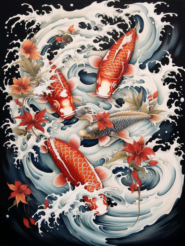 Koi Fish Japanese Style Illustration 2