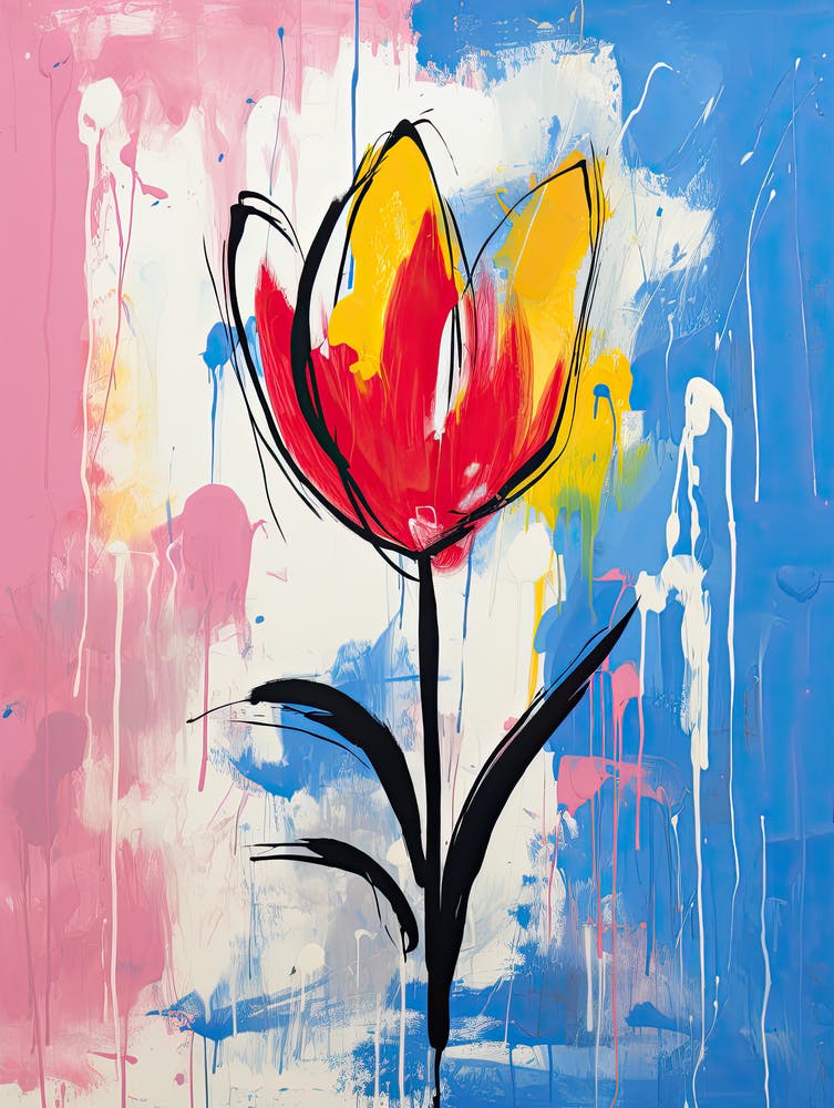Urban Garden Dreams: Tulips in Neo-Expressionist Glory
