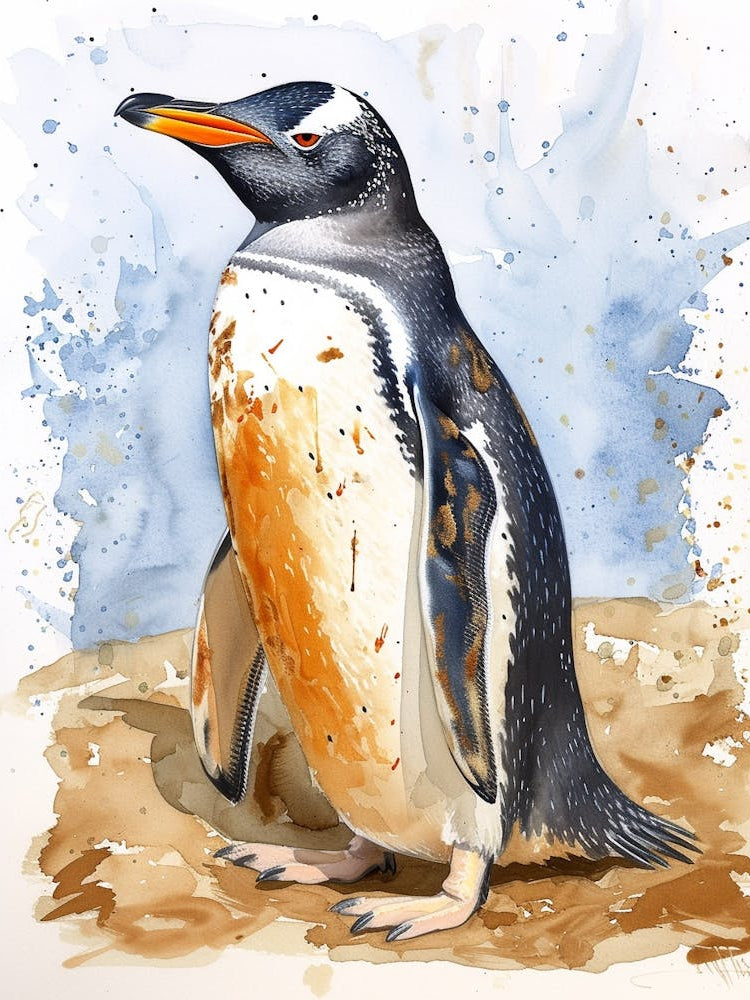 Humboldt Penguin Salisbury Plain Watercolour Painting 4