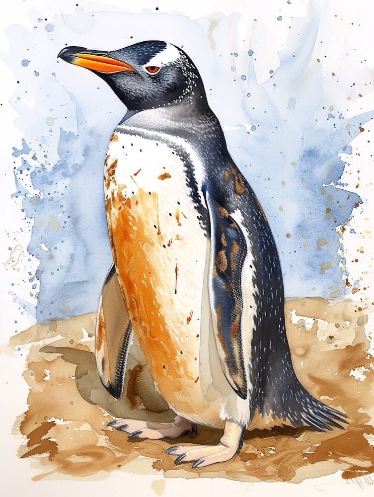 Humboldt Penguin Salisbury Plain Watercolour Painting 4