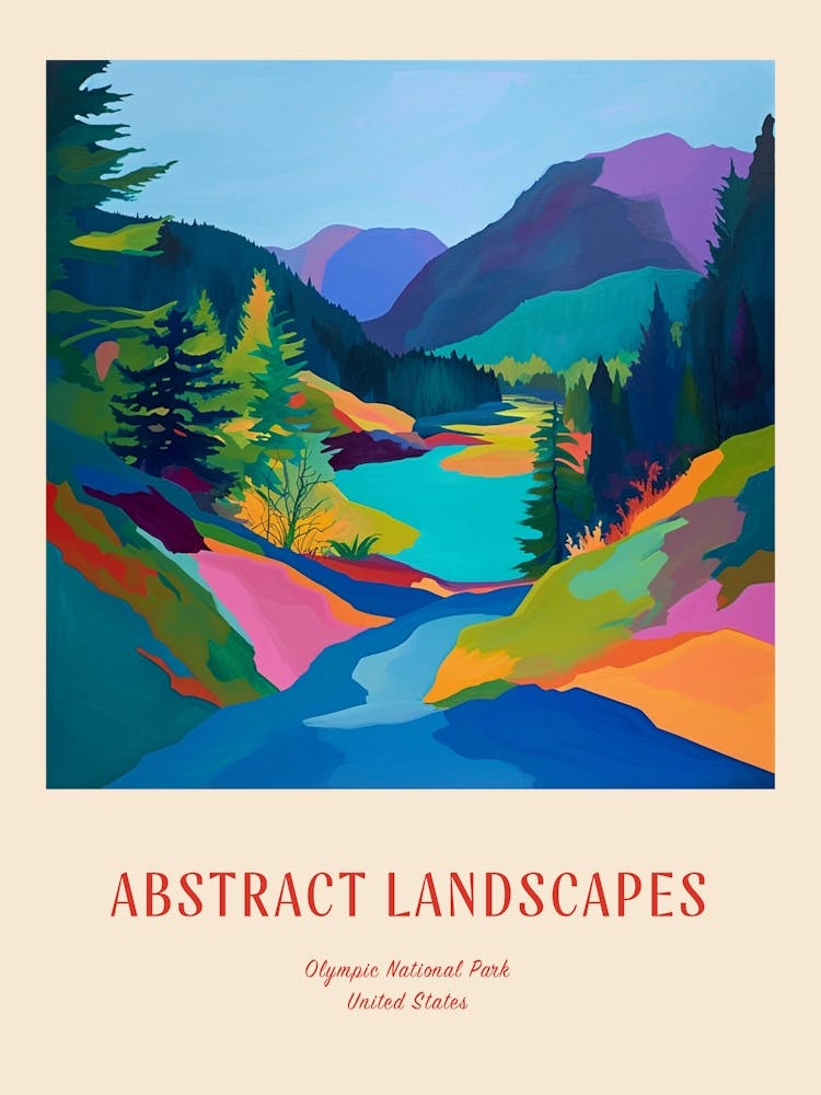 Colourful Abstract Olympic National Park Usa 2 Poster