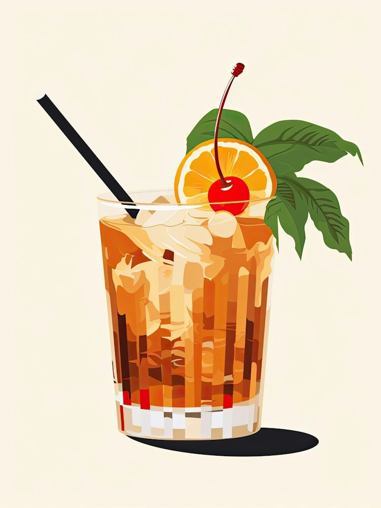 Illustration Mai Tai Floral Infusion Cocktail 6