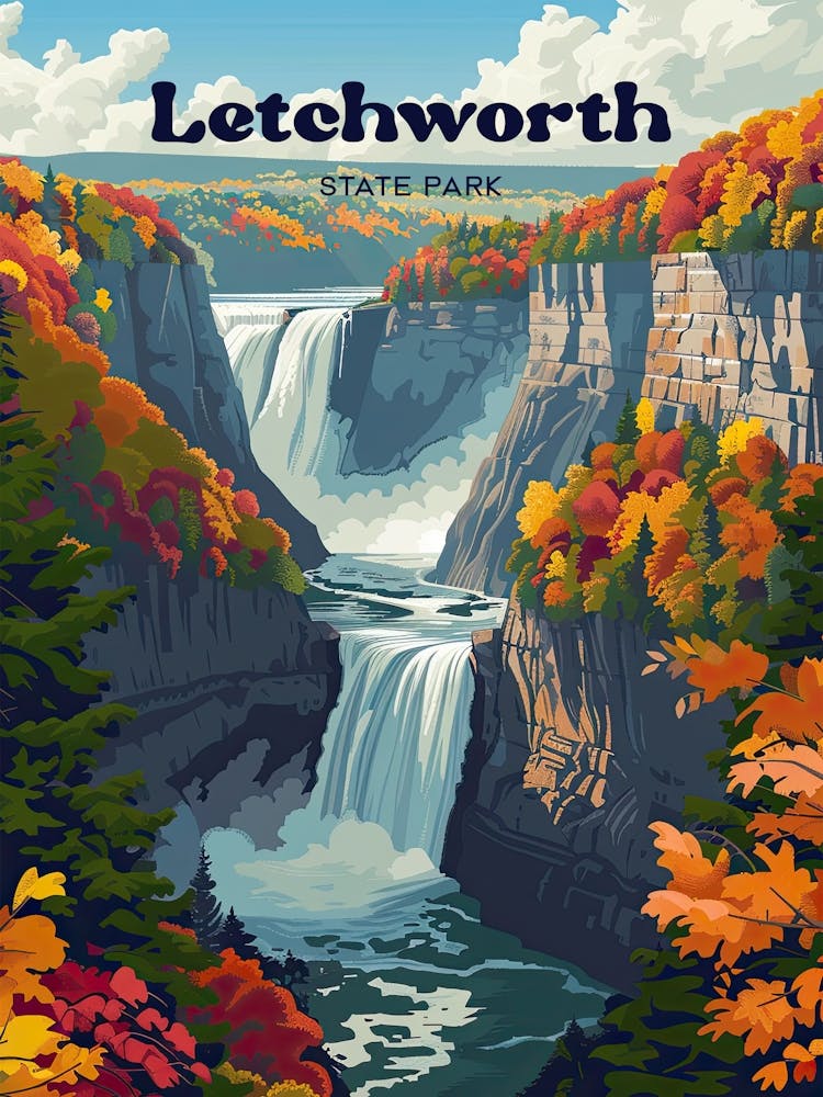 Letchworth State Park Hunting Travel Illustration