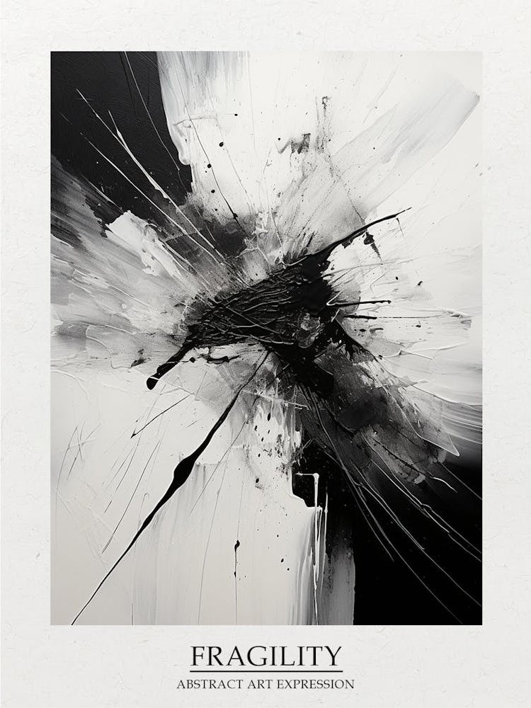 Fragility Abstract Black And White 5 Poster