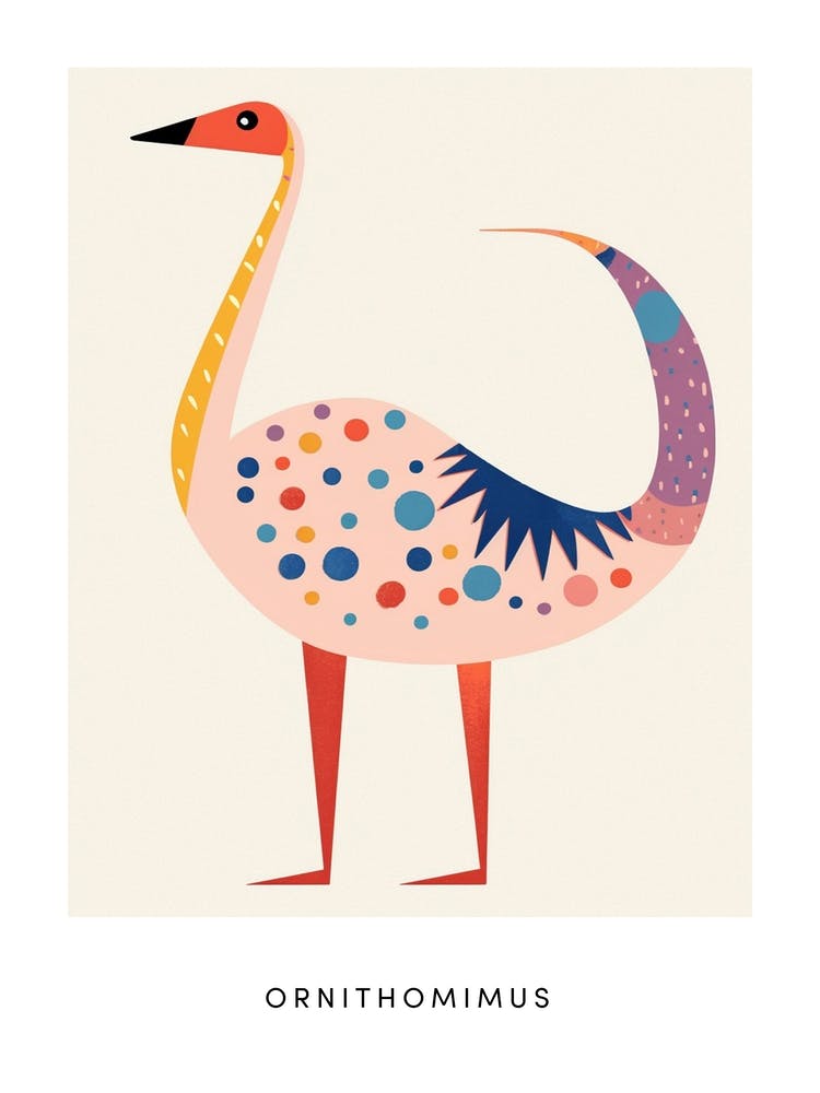 Nursery Dinosaur Art Ornithomimus Poster