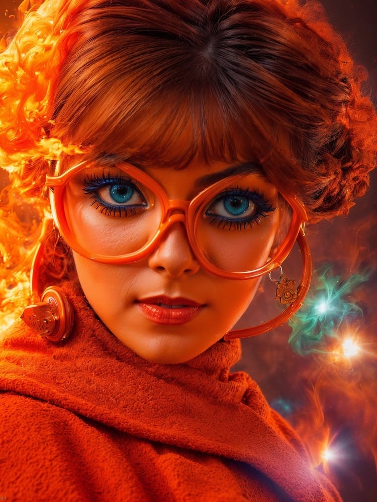 Girl With Glasses And Fire