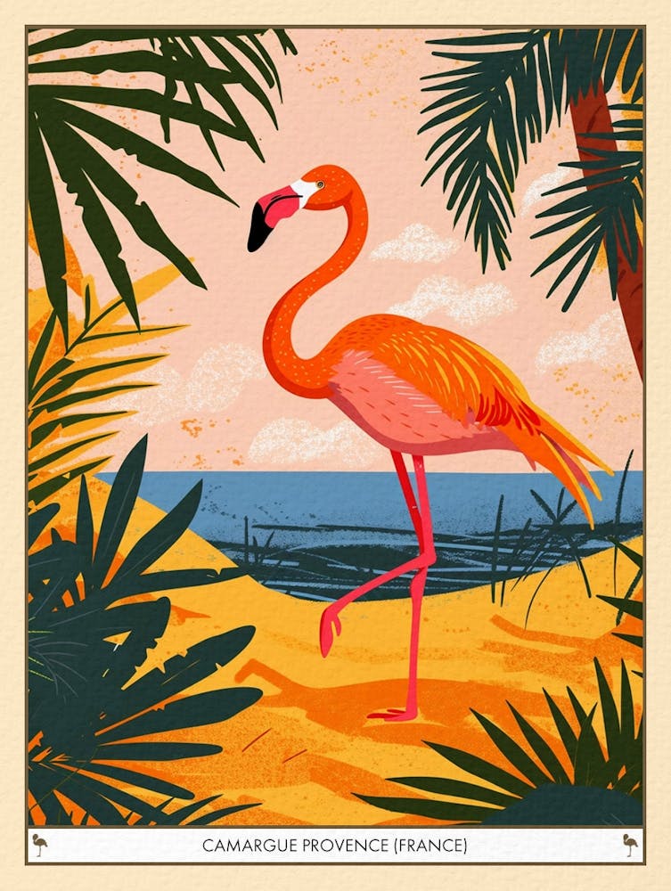 Greater Flamingo Camargue Provence France Tropical Illustration 3 Poster