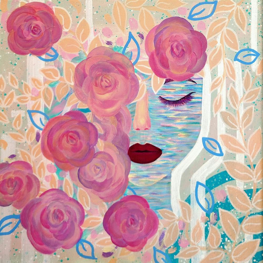 Roses and woman