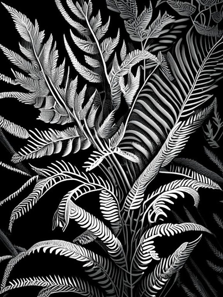 Rabbit S Foot Fern Linocut