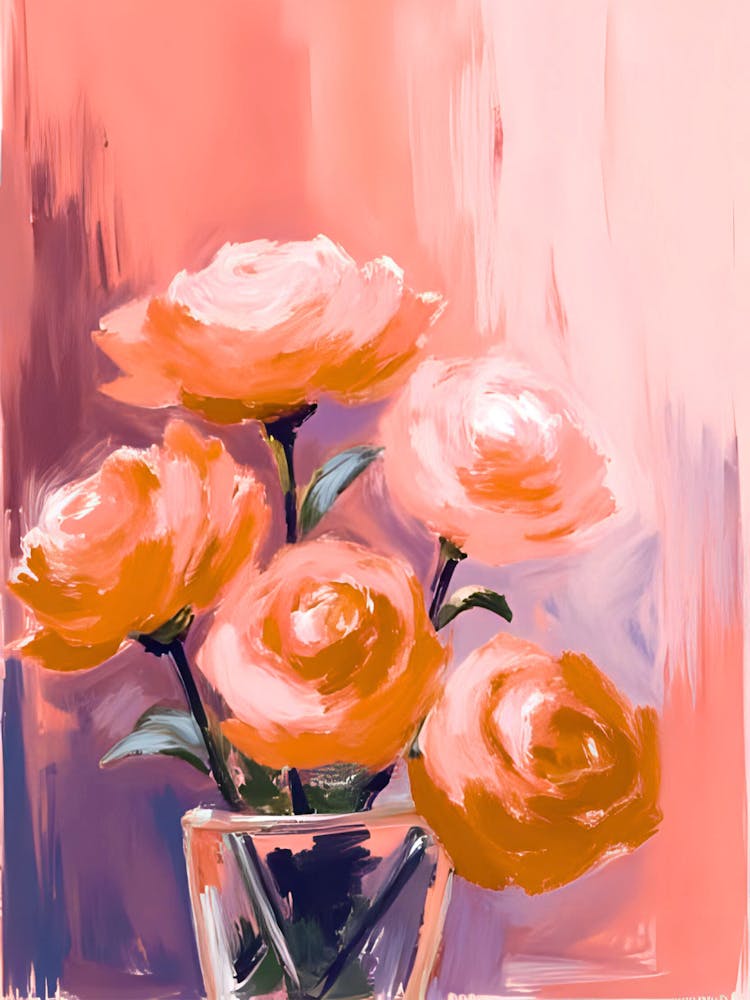 Orange Roses In A Vase