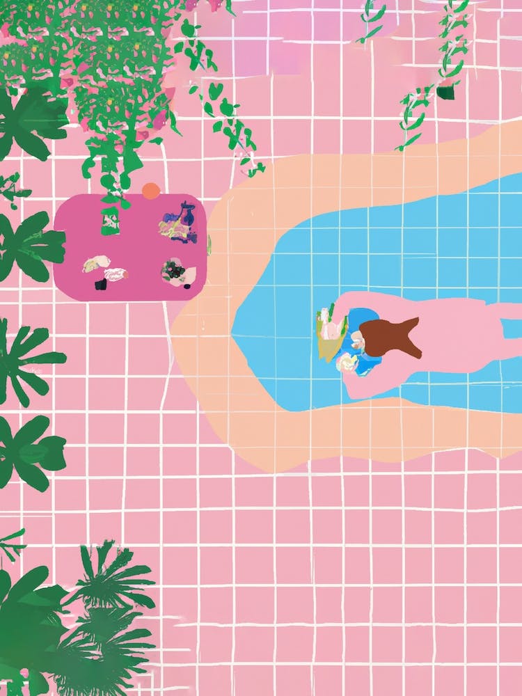 Sunbathing At The Hotel Pool