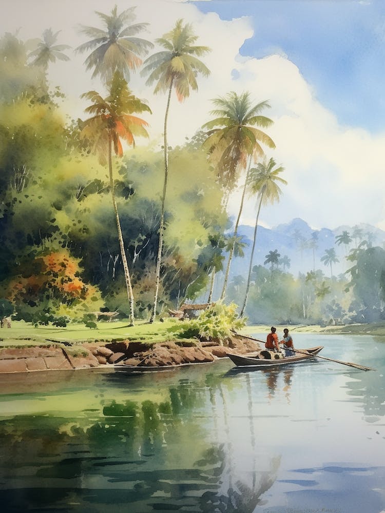 Tirta Gangga Indonesia Watercolour Painting 3 