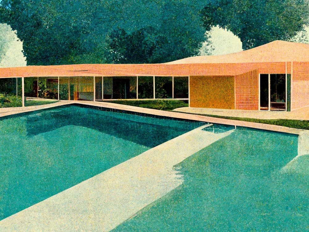 Hockney House And Big Pool Green Hallway