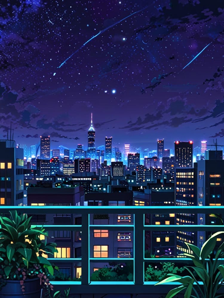 Eiffel Tower Night Sky Anime aesthetic 2