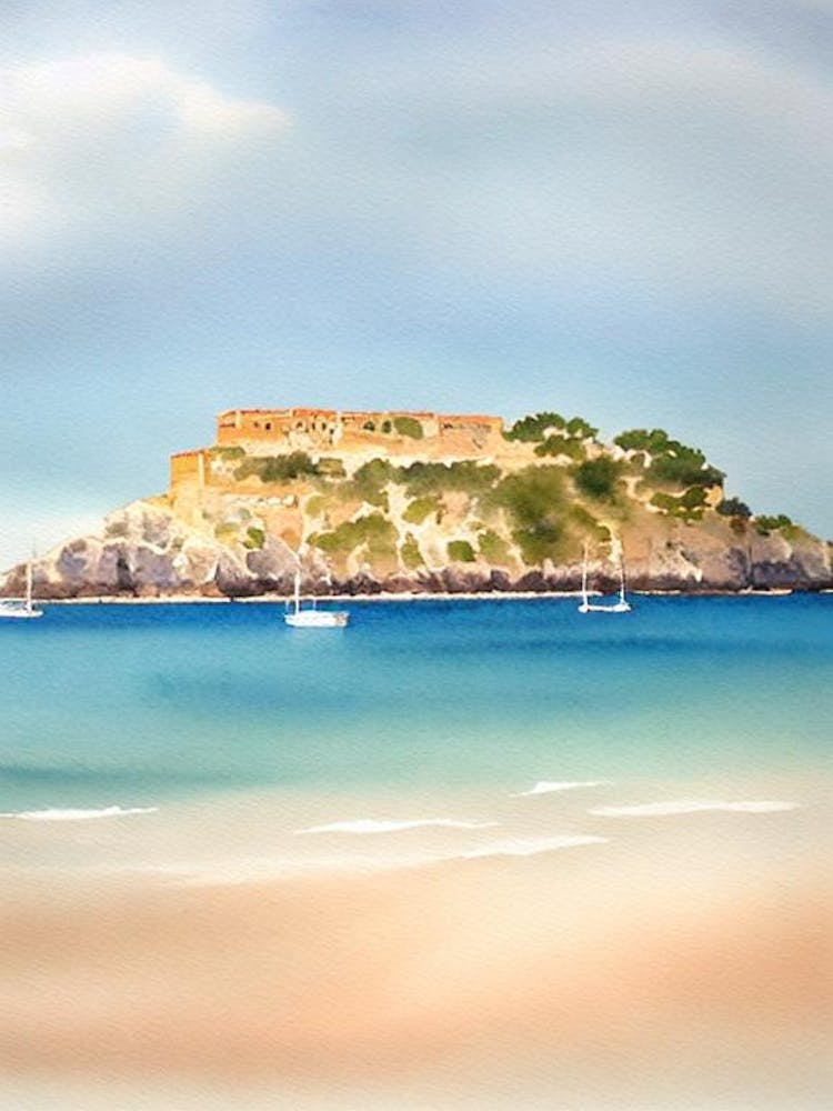 Playa De Muro 2, Mallorca, Spain Watercolour