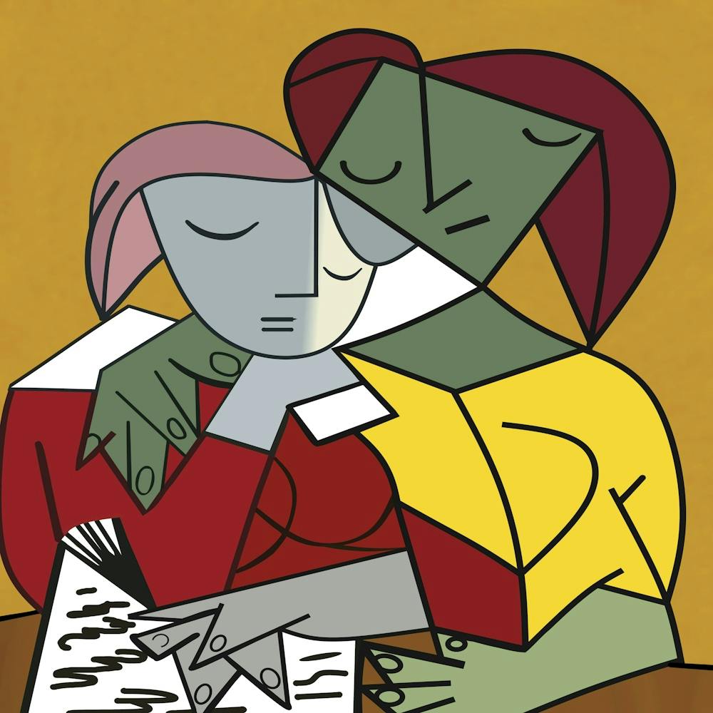 Two Girls Reading Painting Art Replica Artwork