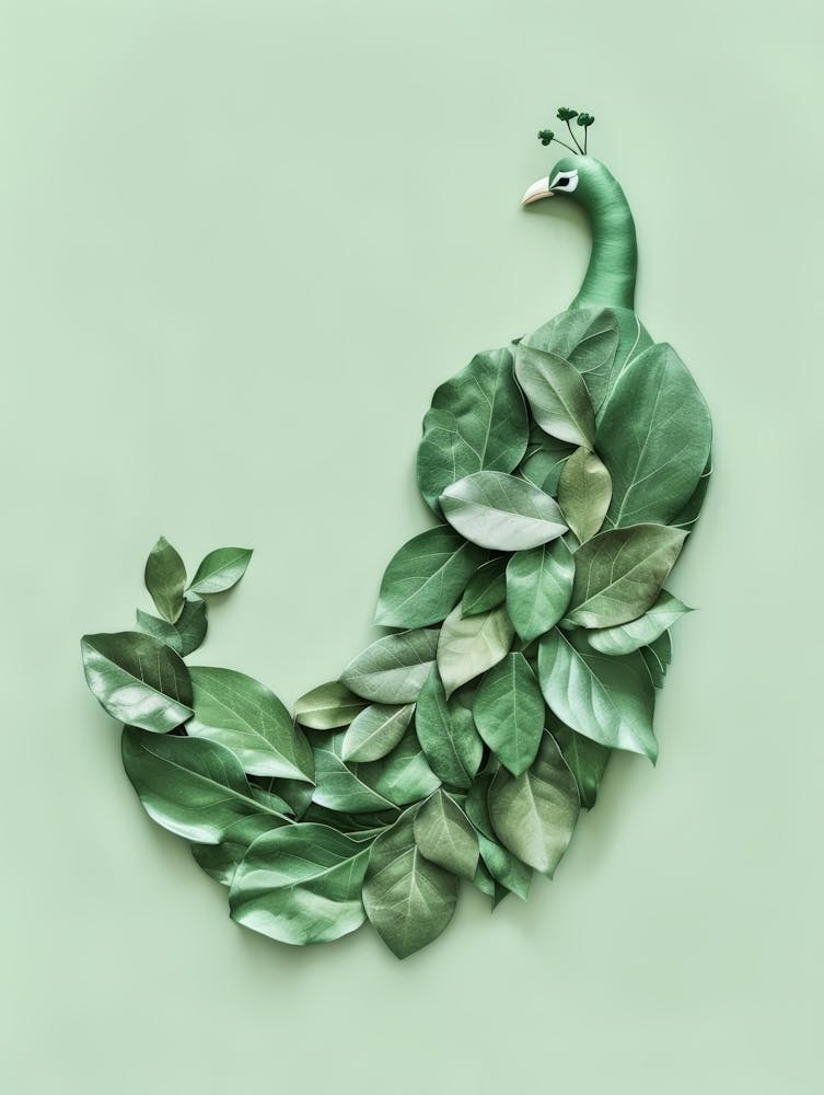 Peacock Made Of Leaves