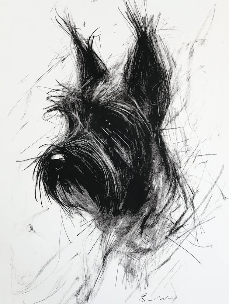 A Rough Sketch Of An Abstract Character In The Shape And Form Of A Scottish Terrier