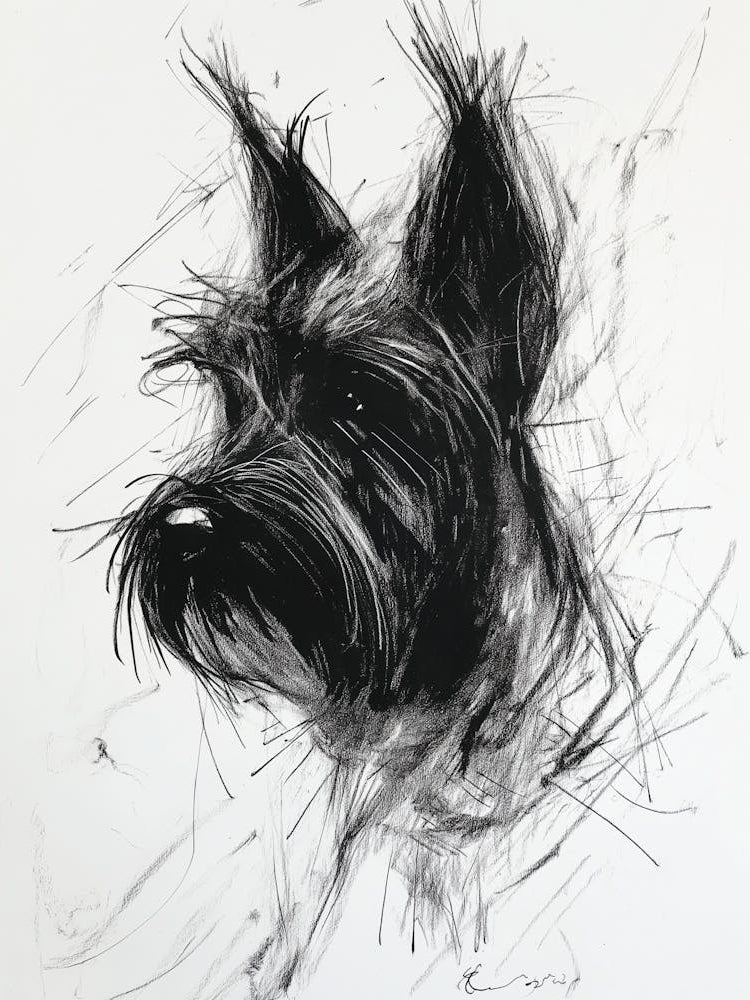 A Rough Sketch Of An Abstract Character In The Shape And Form Of A Scottish Terrier