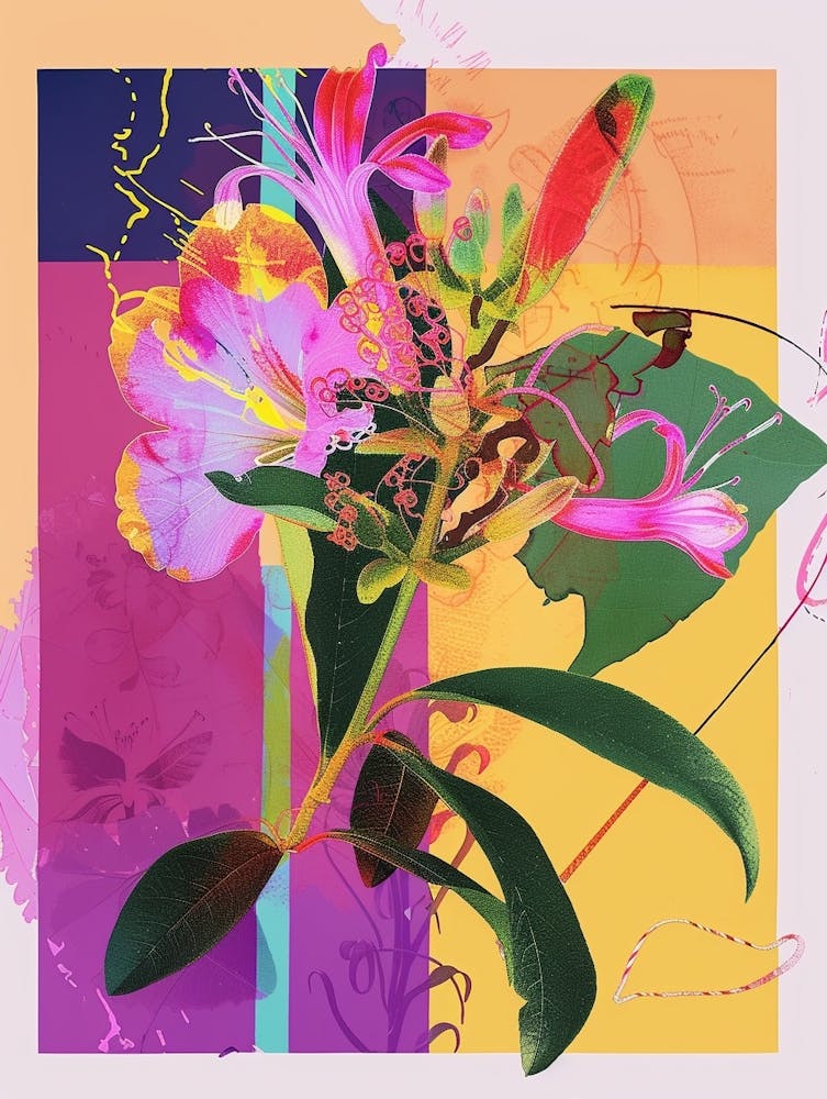 Honeysuckle 4 Neon Flower Collage