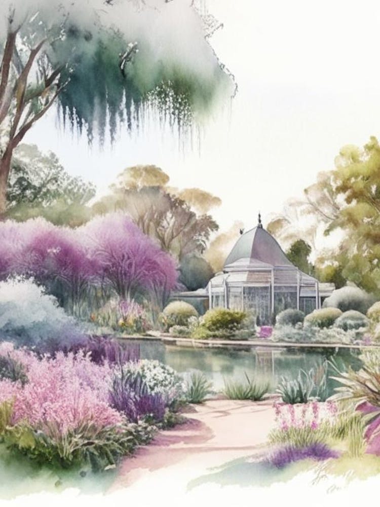 Ballarat Botanical Gardens, 2, Australie Aquarelle Pastel