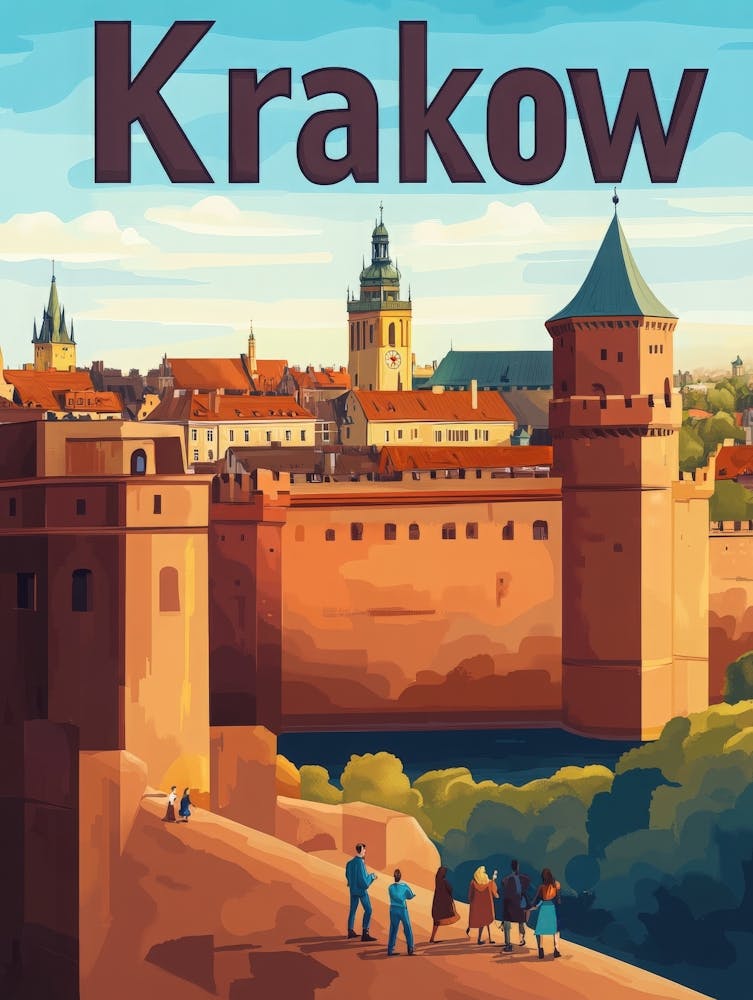 Aihrgdesign A Retro Travel Poster For Krakow 1