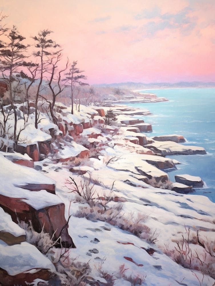 Dreamy Winter Painting Acadia National Park United States 4