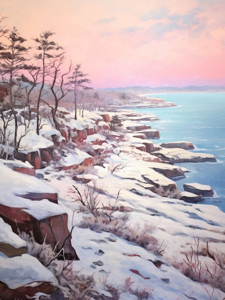 Dreamy Winter Painting Acadia National Park United States 4