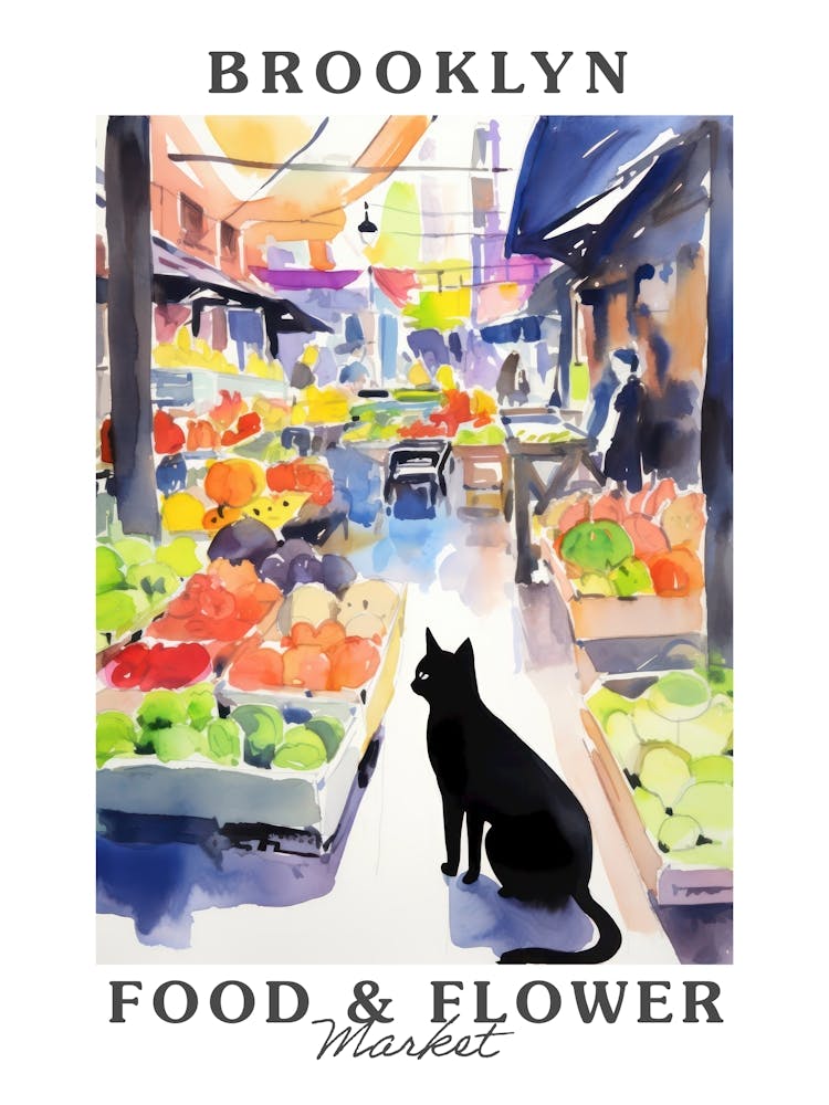 Marché Alimentaire Avec Chats À Brooklyn 2 Poster
