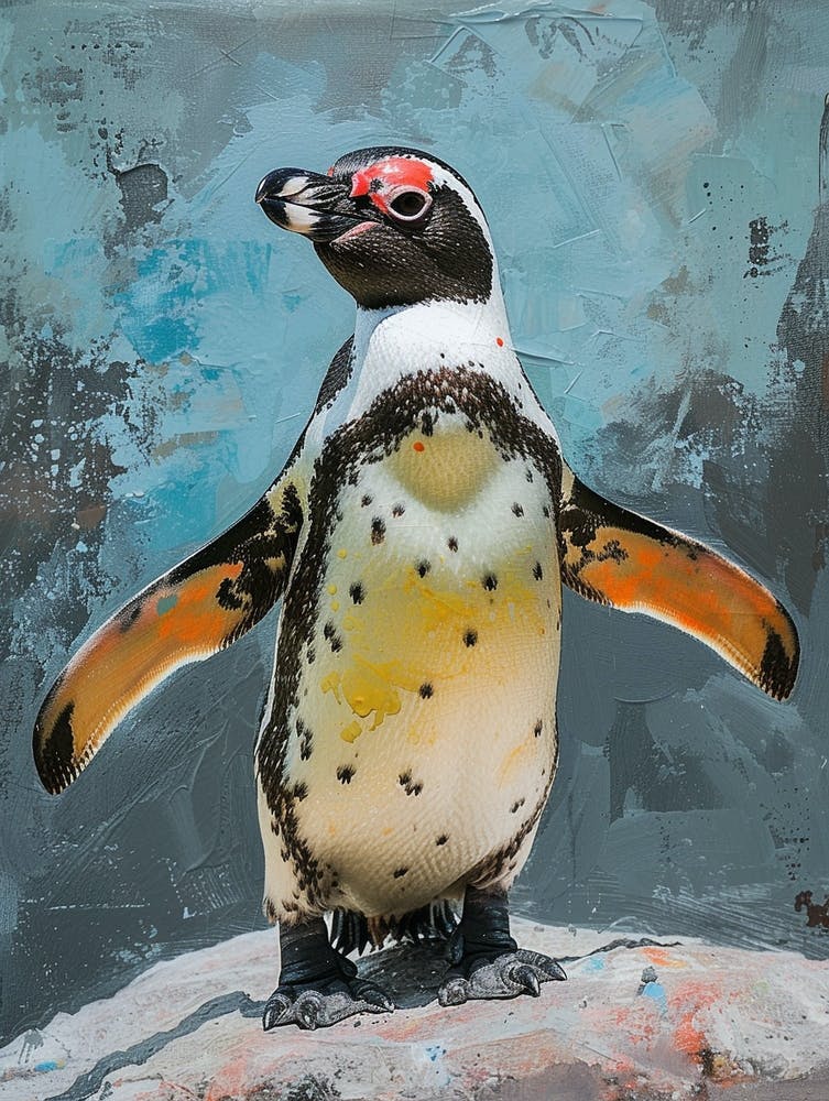 Galapagos Penguin Isabela Island Colour Block Painting 1