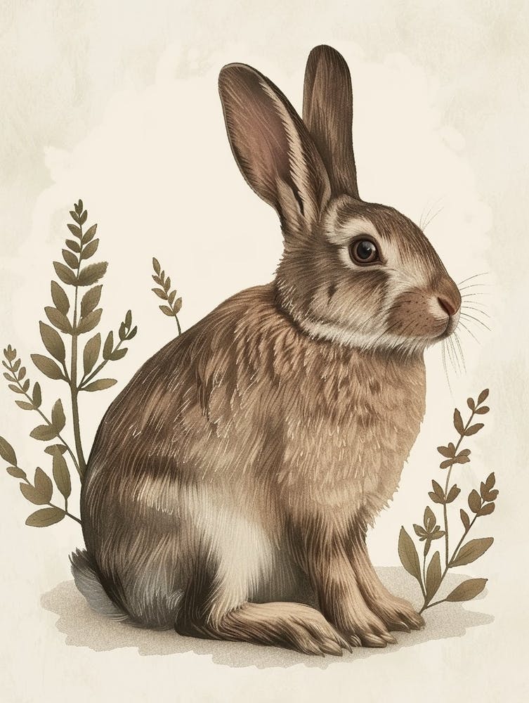 French Lop Blockprint Rabbit Illustration 10