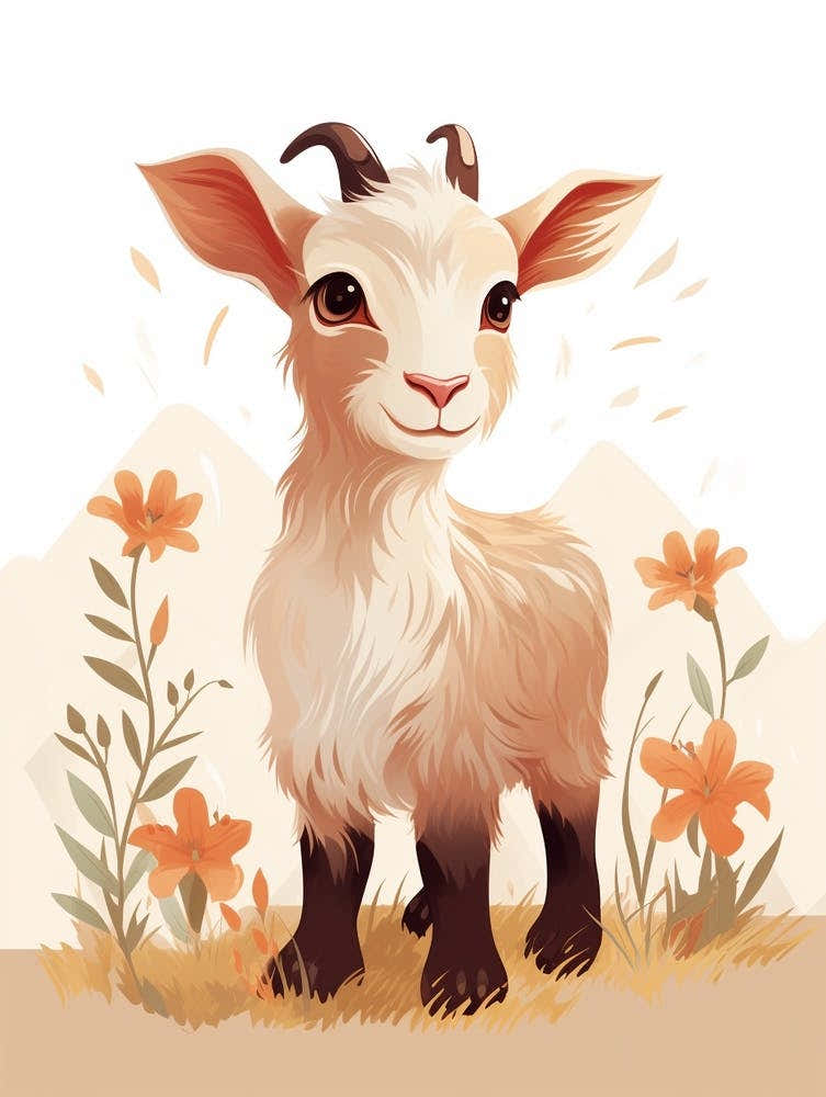 Baby Animal Illustration  Goat 1