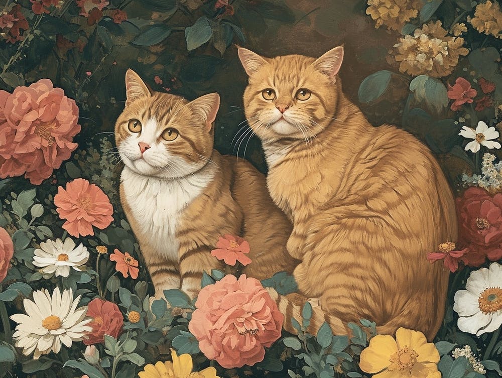 Florale Tierillustration Katze 3