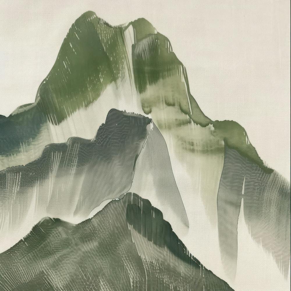 Aquarelle japonaise du Mont Oyama 1