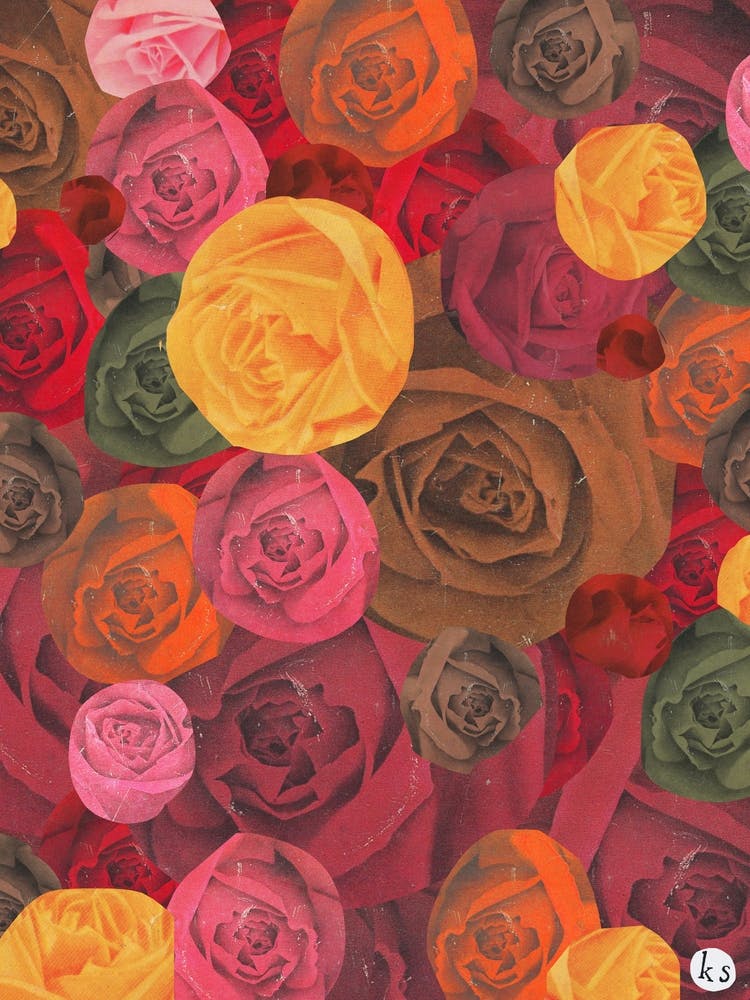 Warm Roses Vintage Collage