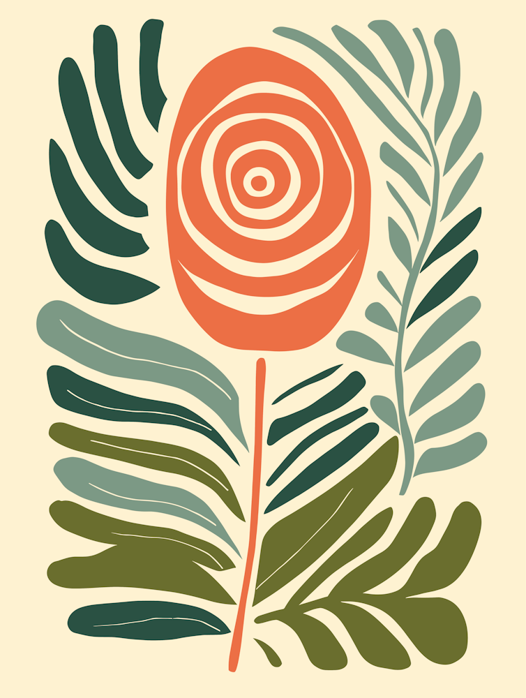 Rose avec feuilles