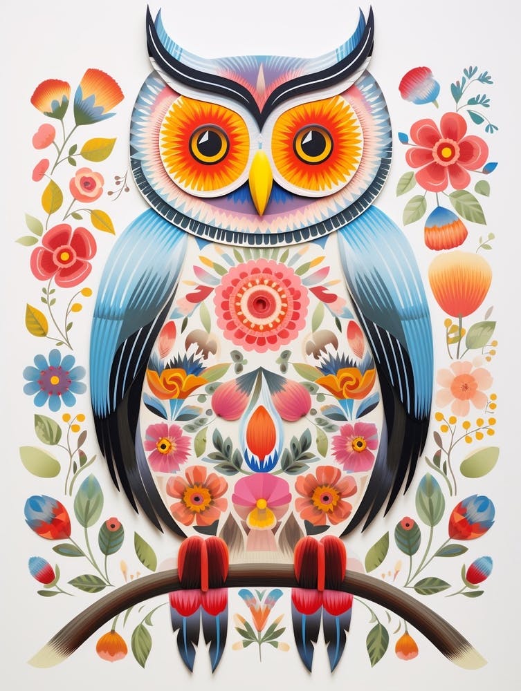 Skandinavische Vogelillustration Virginia-Uhu 2