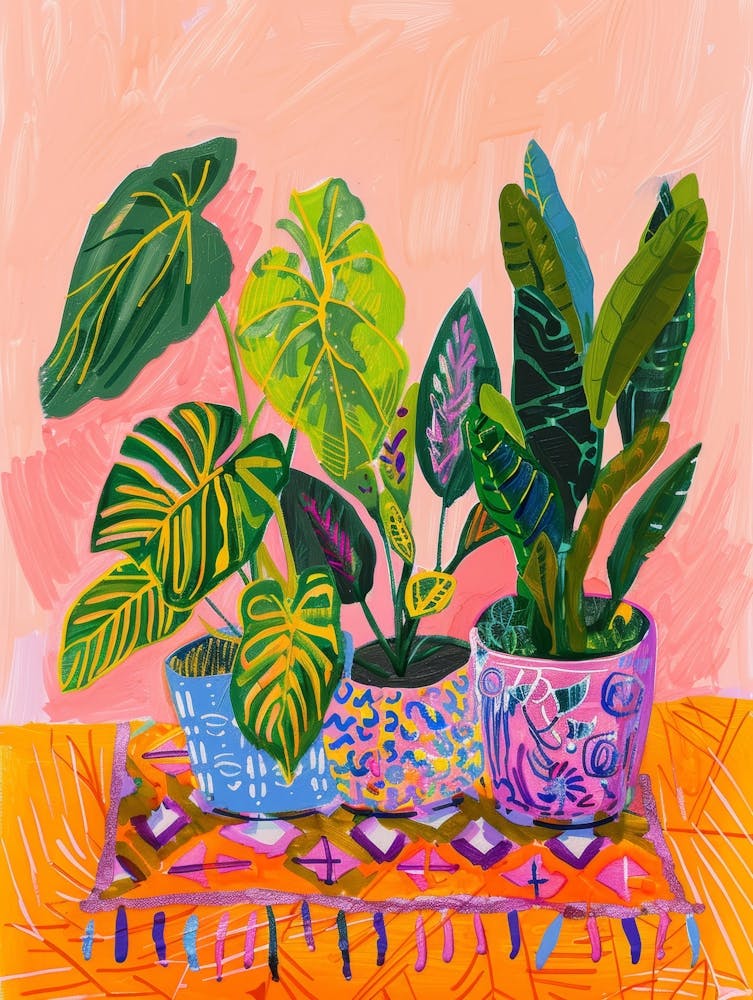 Three Plants On A Table