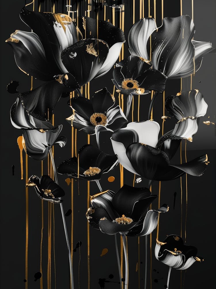 Black And Gold Flowers 11
